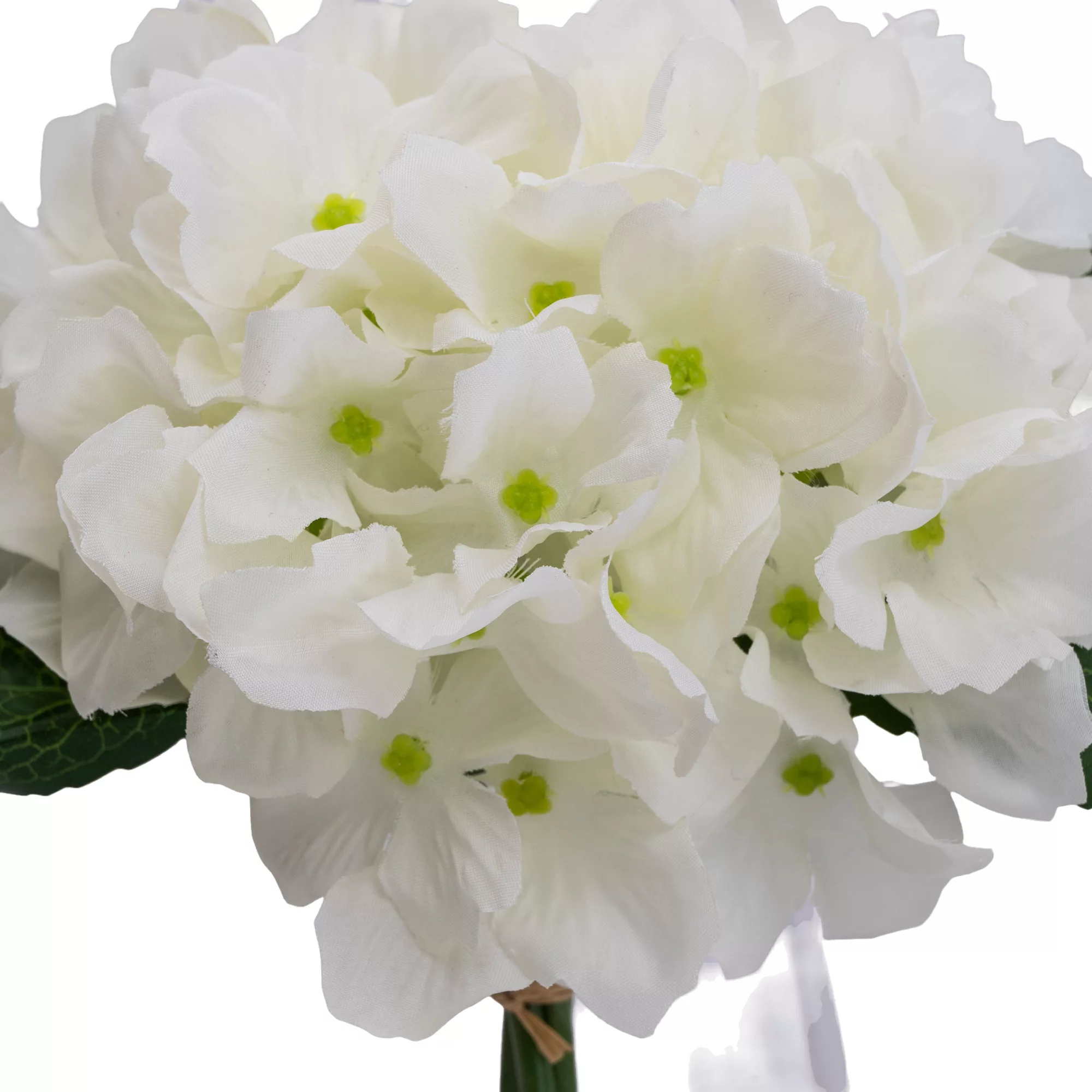 17cm White Hydrangeas Artificial Plant In Clear Glass Vase 2 17cm White Hydrangeas Artificial Plant In Clear Glass Vase - Image 2