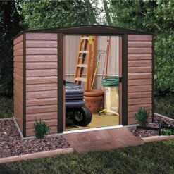 Arrow Woodvale 8x6 Apex Coffee Metal Shed 9 Arrow Woodvale 8x6 Apex Coffee Metal Shed -Outdoor Living Sales Store arrow woodvale 8x6 apex coffee metal shed5013856015215 02i