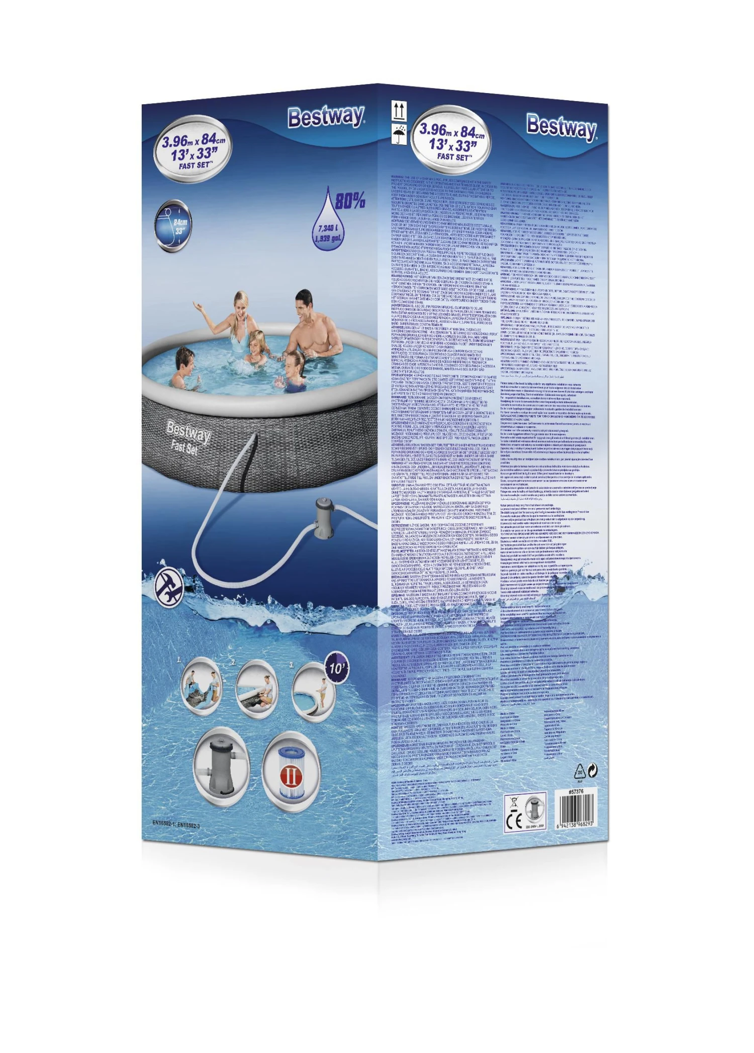 Bestway Fast Set Polyvinyl Chloride (PVC) Family Fun Pool (W) 3.96m X (L) 3.96m 2 Bestway Fast Set Polyvinyl Chloride (PVC) Family Fun Pool (W) 3.96m X (L) 3.96m - Image 2