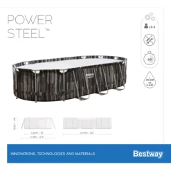 Bestway Power Steel® Wood Effect Polyvinyl Chloride (PVC) & Steel Pool (W) 3.66m X (L) 6.1m -Outdoor Living Sales Store bestway power steel wood effect polyvinyl chloride pvc steel pool w 3 66m x l 6 1m6942138983586 01t