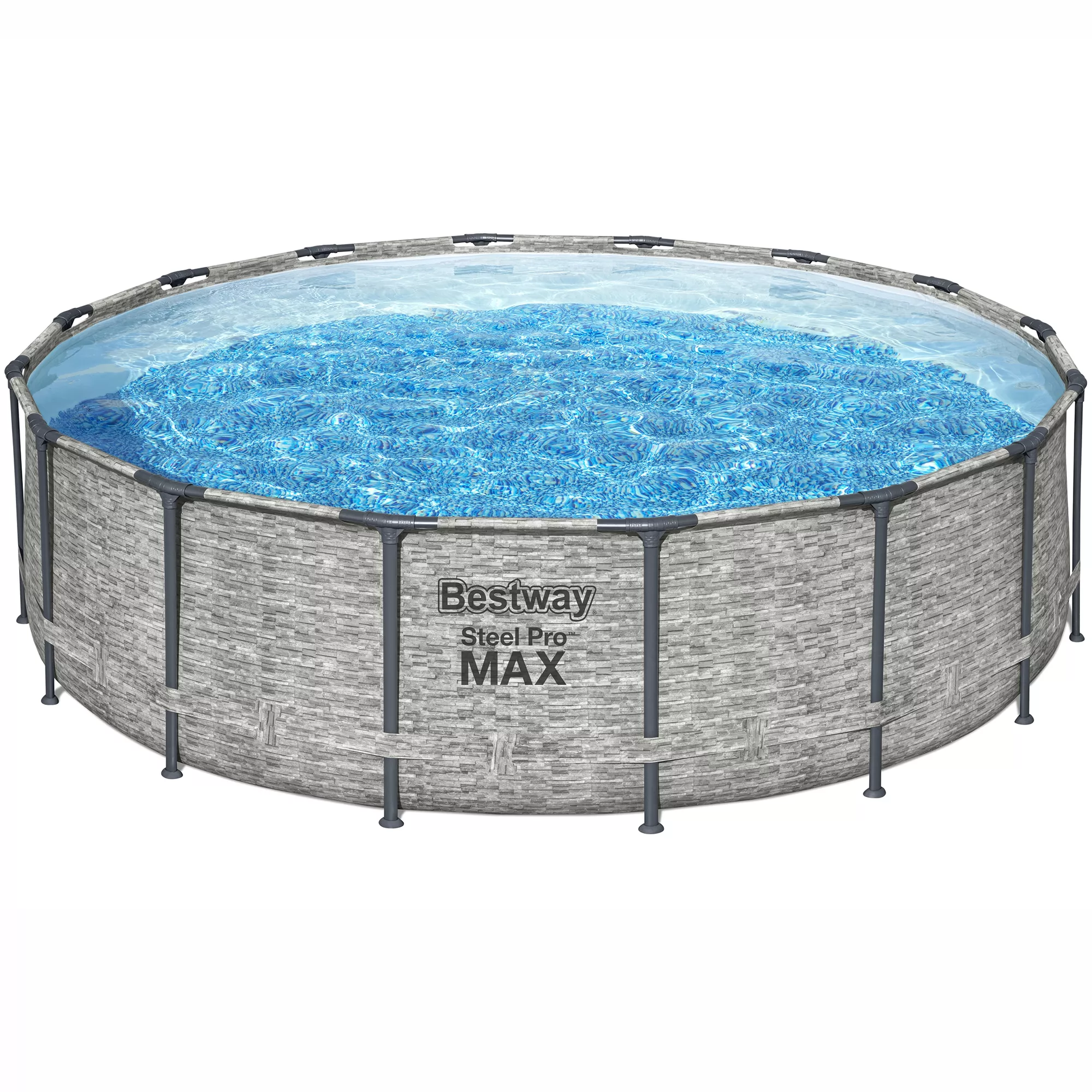 Bestway Steel Pro MAX™ Realistic Stone Print Polyvinyl Chloride (PVC) & Steel Pool (W) 4.88m X (L) 4.88m 1 Bestway Steel Pro MAX™ Realistic Stone Print Polyvinyl Chloride (PVC) & Steel Pool (W) 4.88m X (L) 4.88m
