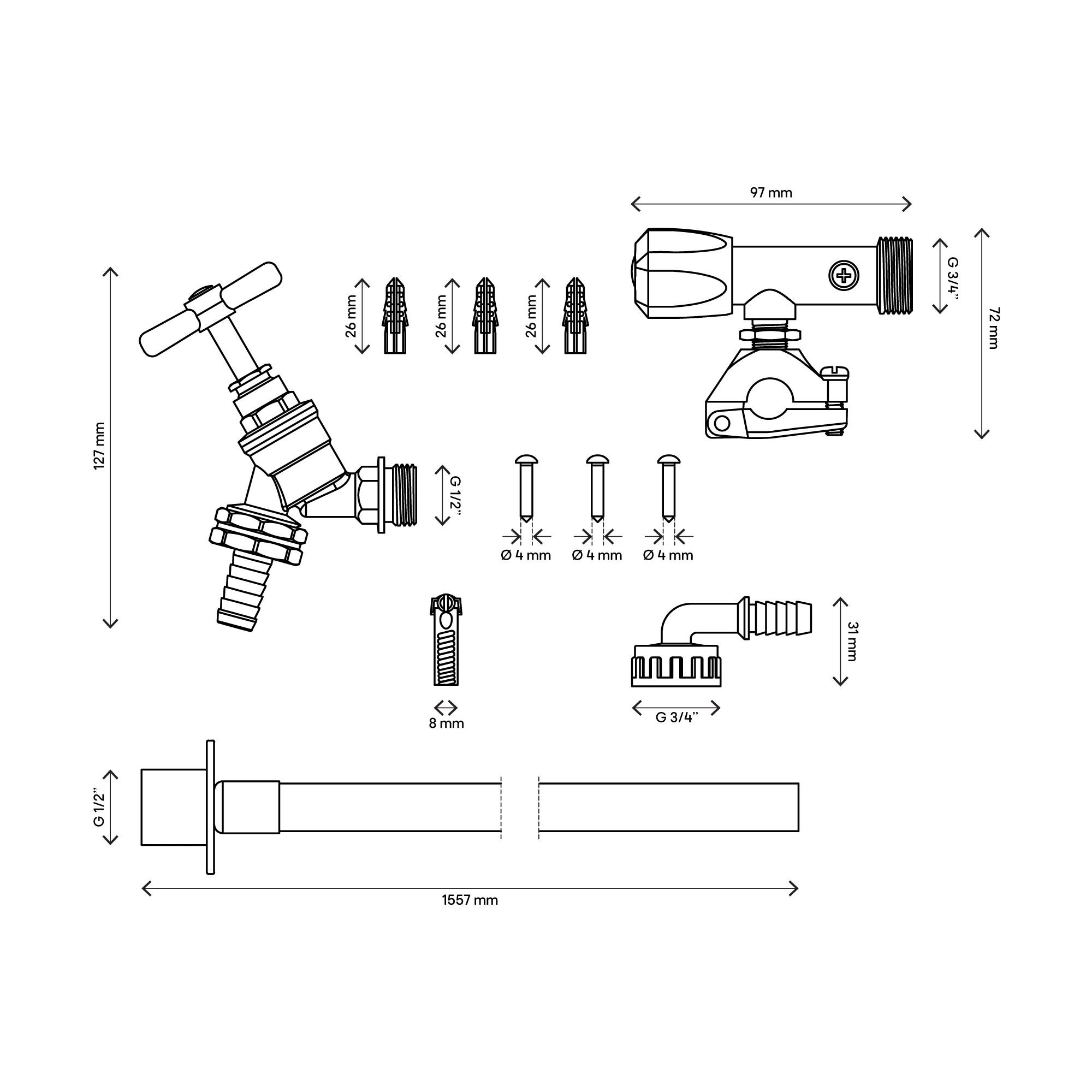 Brass & PVC Outdoor Tap 6 Brass & PVC Outdoor Tap - Image 6
