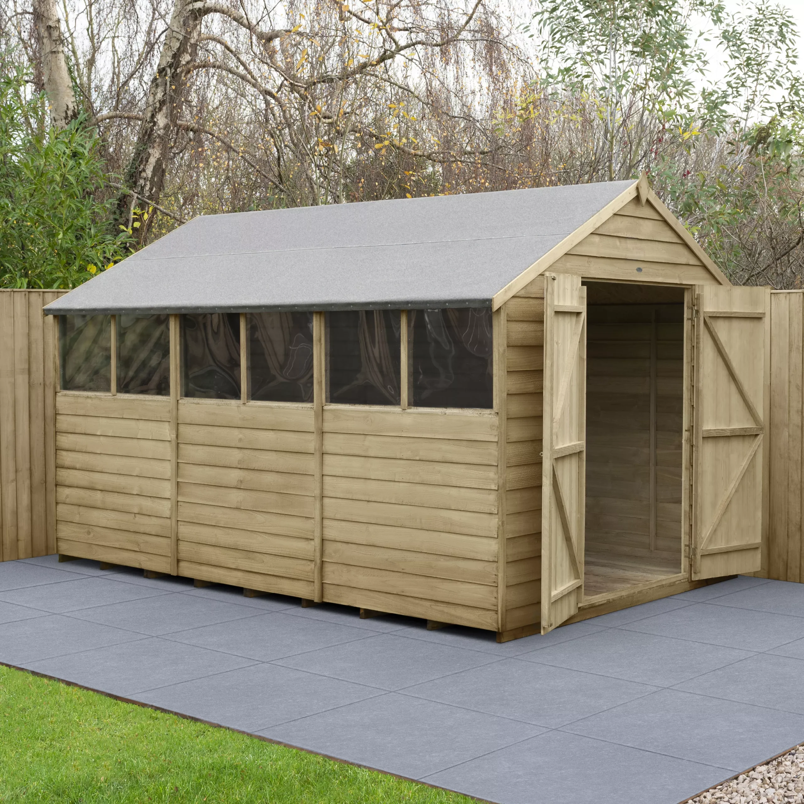 Forest Garden 12x8 Ft Apex Overlap Wooden 2 Door 6 Windows Shed With Floor 1 Forest Garden 12x8 Ft Apex Overlap Wooden 2 Door 6 Windows Shed With Floor