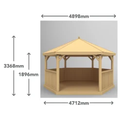 Forest Garden Furnished Cedar Roof Hexagonal Gazebo, (W)4900mm (D)4240mm (Green Cushion Included) -Outdoor Living Sales Store forest garden furnished cedar roof hexagonal gazebo w 4900mm d 4240mm green cushion included 5013053172612 01t