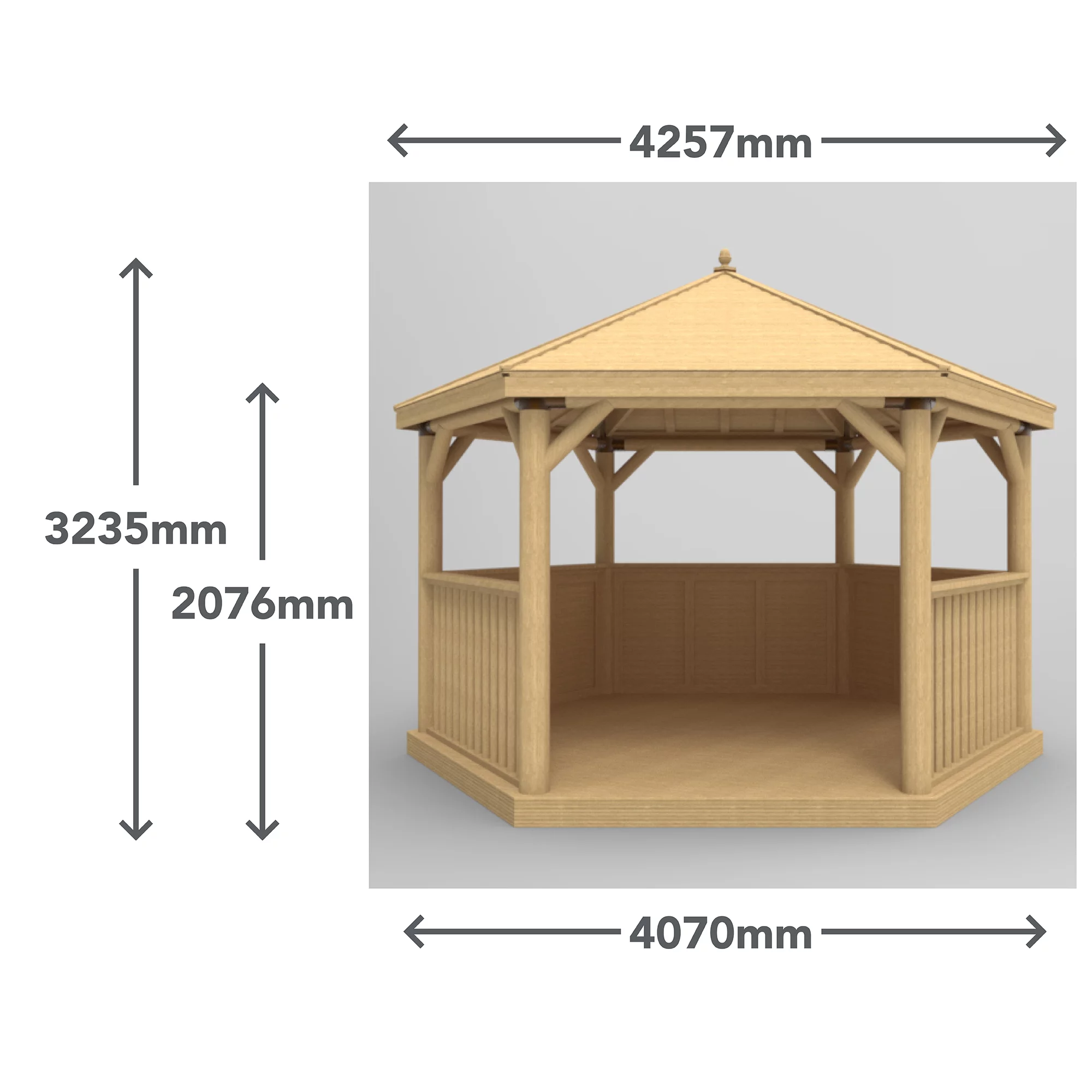 Forest Garden Hexagonal Gazebo With Cedar Roof, (W)4.26m (D)3.69m 8 Forest Garden Hexagonal Gazebo With Cedar Roof, (W)4.26m (D)3.69m - Image 8