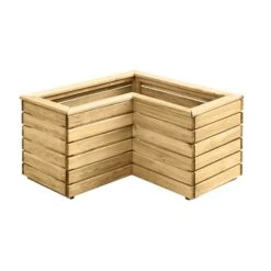 Forest Garden Linear Corner Natural Timber Wooden Rectangular Planter
