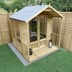 Forest Garden Oakley 6x6 Apex Overlap Solid Wood Summer House With Double Door -Outdoor Living Sales Store forest garden oakley 6x6 apex overlap solid wood summer house with double door5013053188484 02i bq