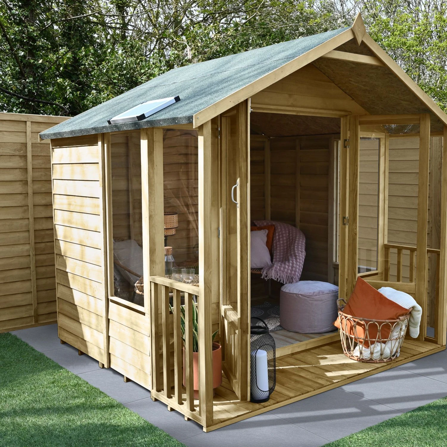 Forest Garden Oakley 8x8 Apex Overlap Solid Wood Summer House With Double Door (Base Included) 3 Forest Garden Oakley 8x8 Apex Overlap Solid Wood Summer House With Double Door (Base Included) - Image 3