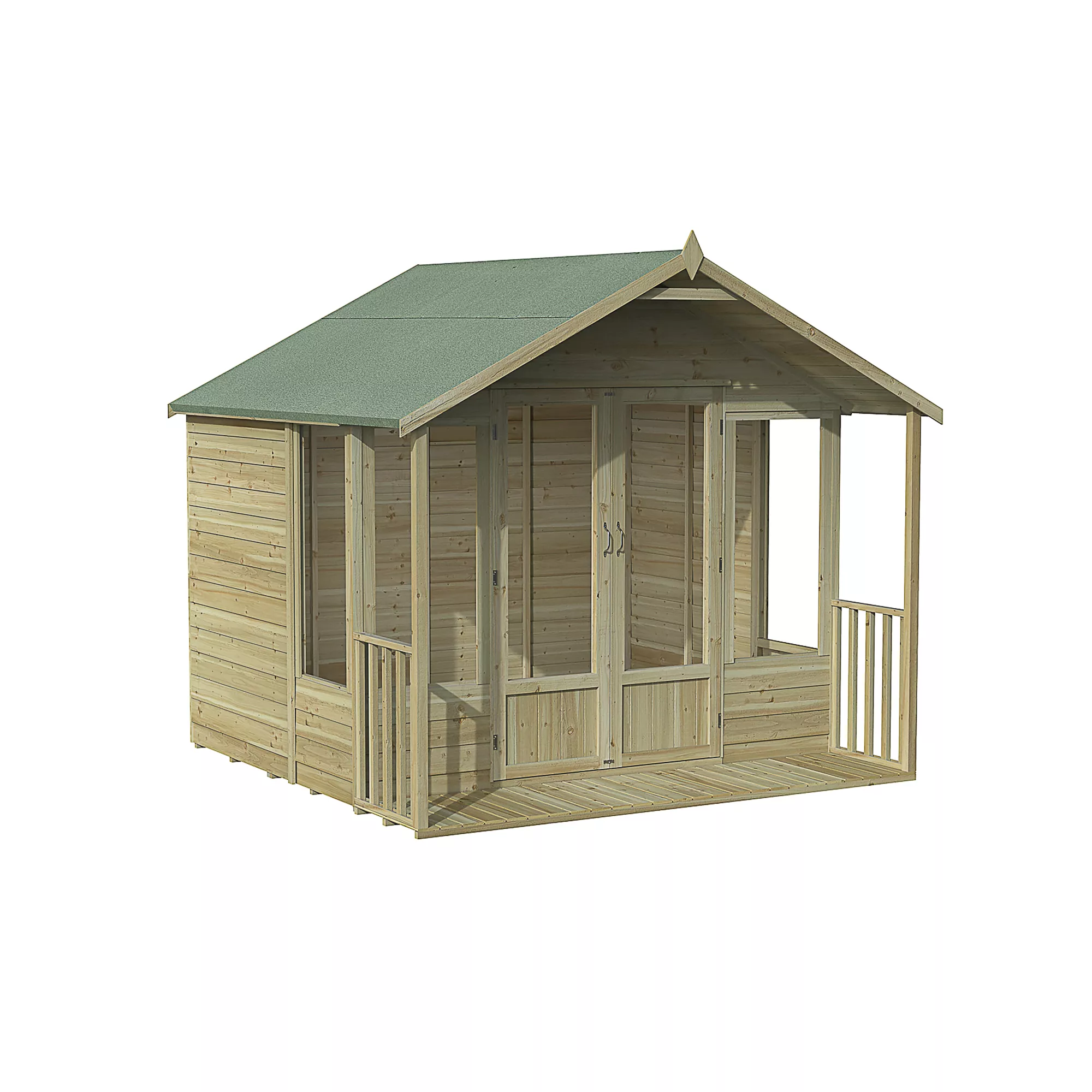 Forest Garden Oakley 8x8 Apex Overlap Solid Wood Summer House With Double Door (Base Included) 1 Forest Garden Oakley 8x8 Apex Overlap Solid Wood Summer House With Double Door (Base Included)