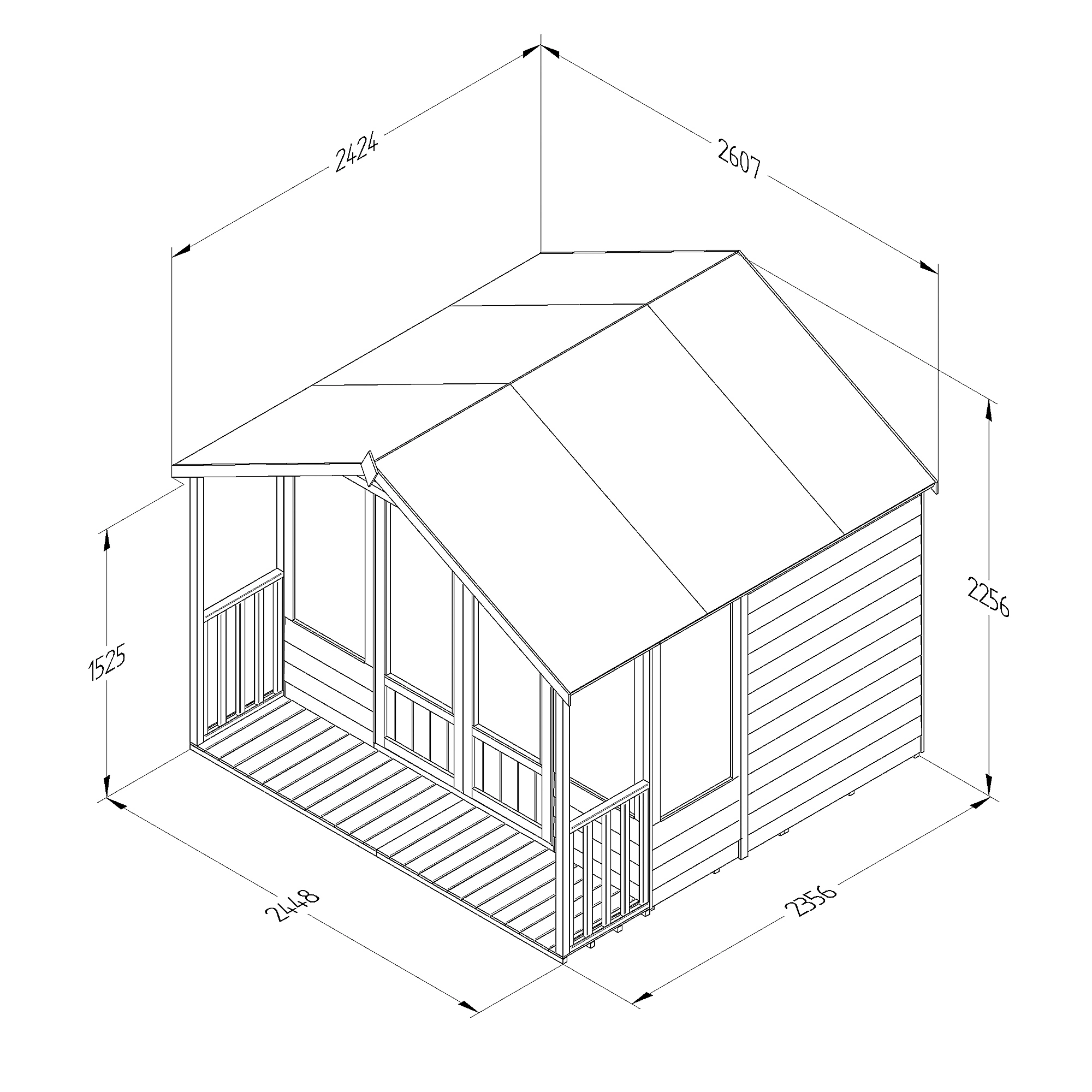 Forest Garden Oakley 8x8 Apex Overlap Solid Wood Summer House With Double Door (Base Included) 2 Forest Garden Oakley 8x8 Apex Overlap Solid Wood Summer House With Double Door (Base Included) - Image 2