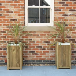 Forest Garden Slender Wooden Rectangular Planter, Pack Of 2 -Outdoor Living Sales Store forest garden slender wooden rectangular planter pack of 25013053153888 02i bq