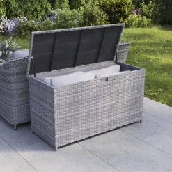 GoodHome Hamilton Steeple Grey Rattan Effect Storage Box (W) 180cm X (D) 65cm 21 GoodHome Hamilton Steeple Grey Rattan Effect Storage Box (W) 180cm X (D) 65cm -Outdoor Living Sales Store goodhome hamilton steeple grey rattan effect storage box w 180cm x d 65cm5059340677415 02i