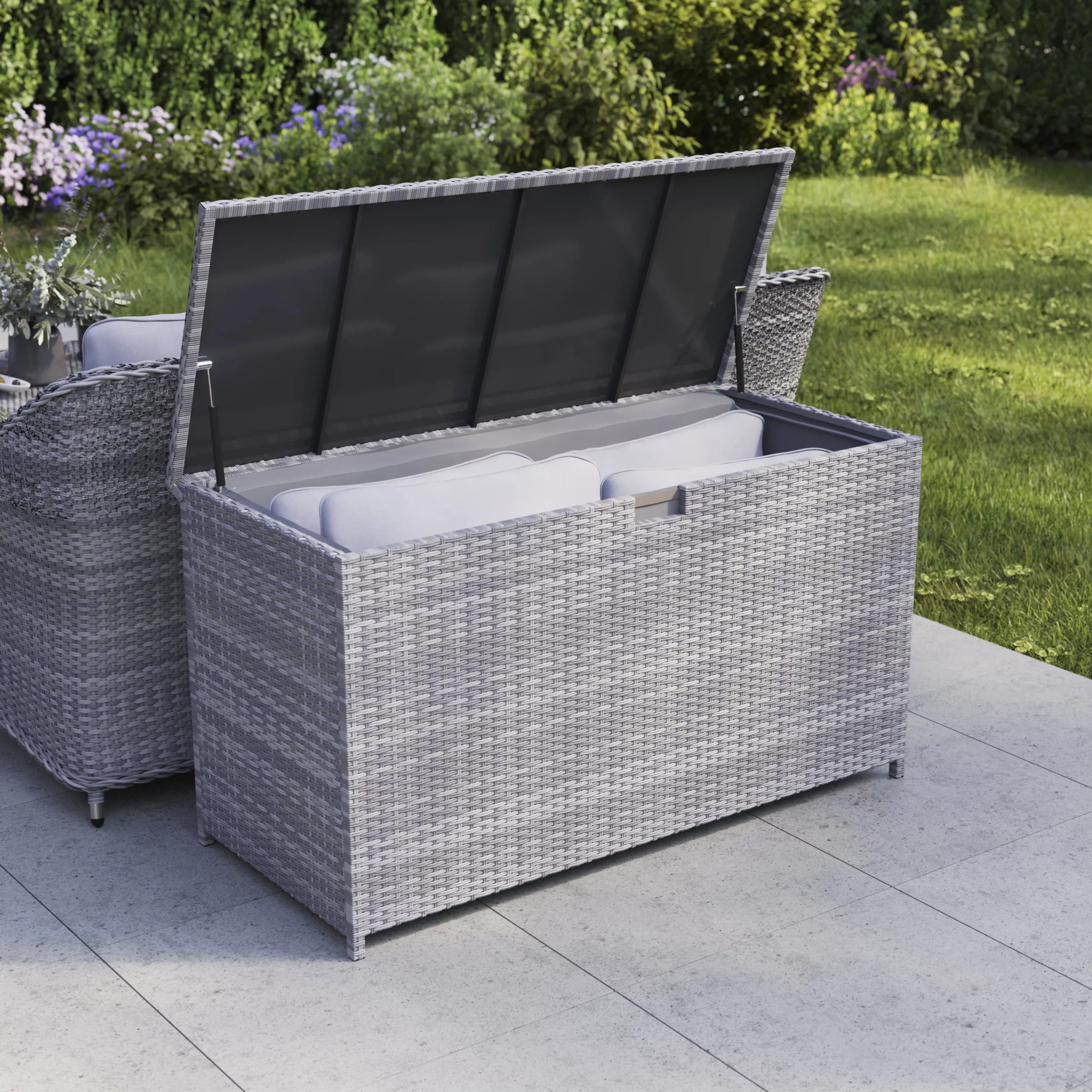 GoodHome Hamilton Steeple Grey Rattan Effect Storage Box (W) 180cm X (D) 65cm 9 GoodHome Hamilton Steeple Grey Rattan Effect Storage Box (W) 180cm X (D) 65cm - Image 9
