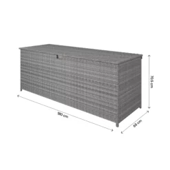 GoodHome Hamilton Steeple Grey Rattan Effect Storage Box (W) 180cm X (D) 65cm 23 GoodHome Hamilton Steeple Grey Rattan Effect Storage Box (W) 180cm X (D) 65cm -Outdoor Living Sales Store goodhome hamilton steeple grey rattan effect storage box w 180cm x d 65cm5059340677415 02t