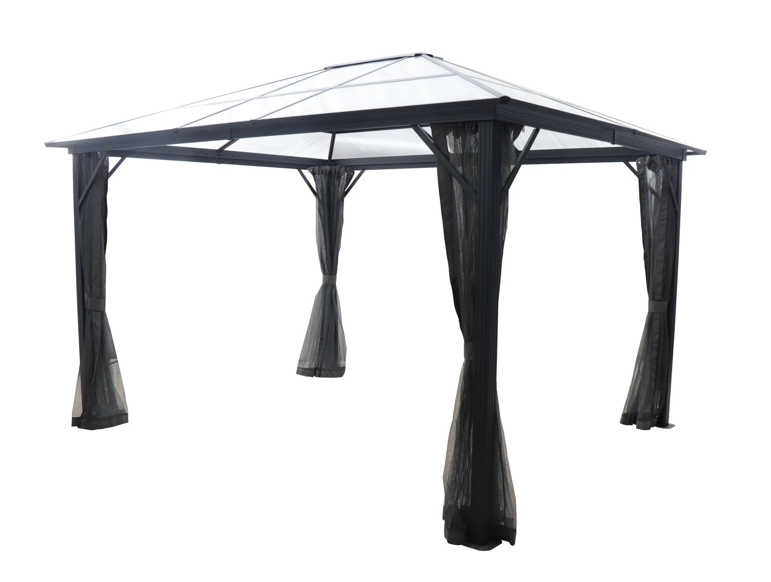 GoodHome Yallis Ebony Rectangular Gazebo, (W)3m (D)3.65m - Assembly Required 1 GoodHome Yallis Ebony Rectangular Gazebo, (W)3m (D)3.65m - Assembly Required