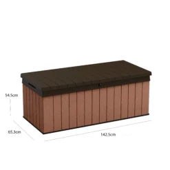 Keter Darwin Wood Effect 5x2 Garden Storage Bench Box 380L -Outdoor Living Sales Store keter darwin wood effect 5x2 garden storage bench box 380l7290112636225 01t bq
