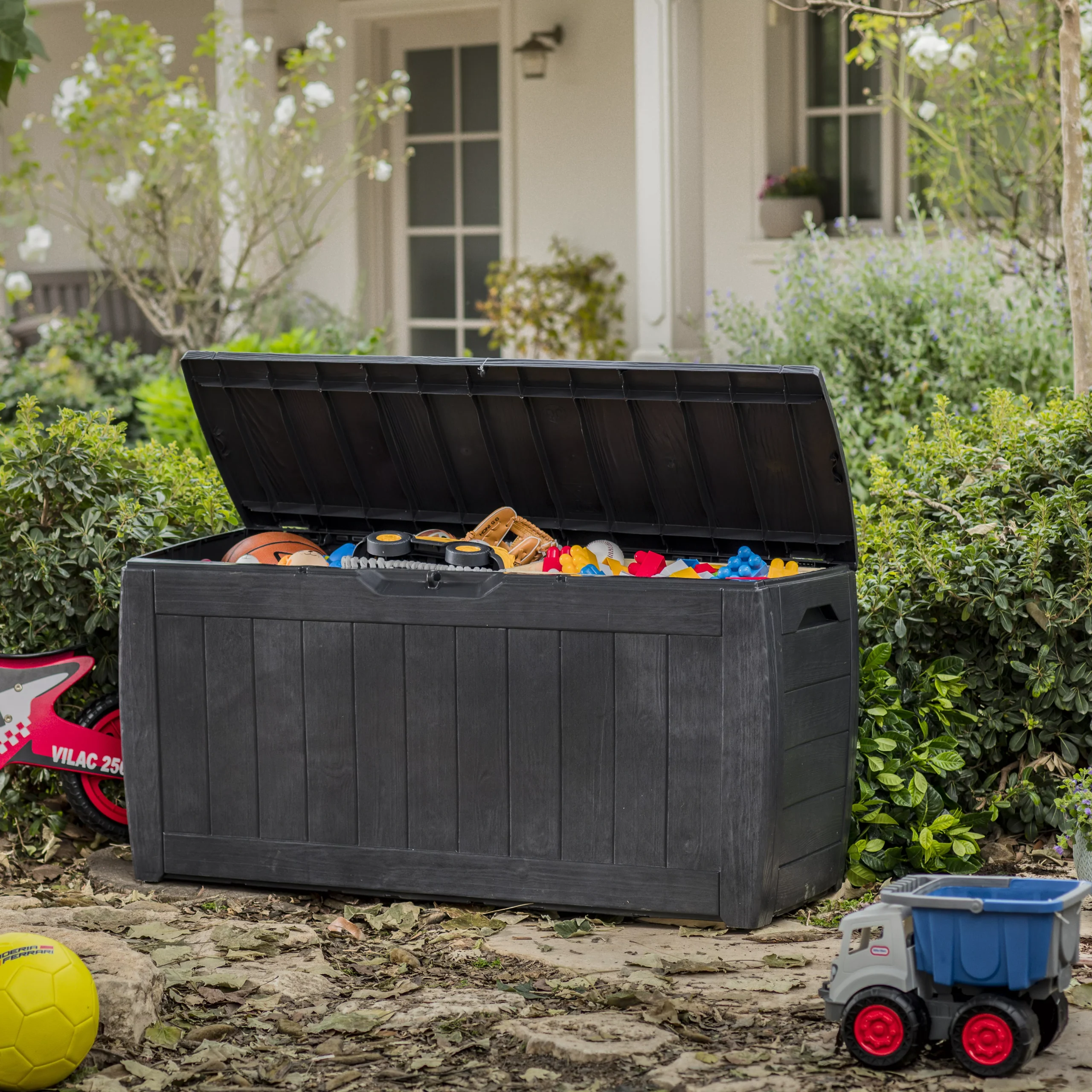 Keter Hollywood Wood Effect Plastic Garden Storage Box 1 Keter Hollywood Wood Effect Plastic Garden Storage Box