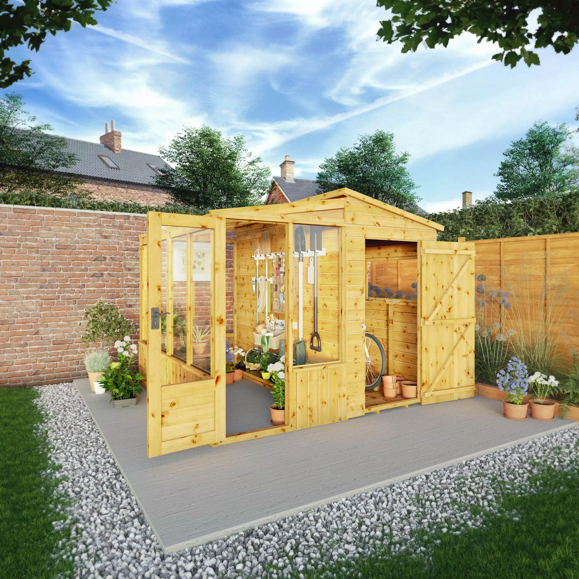 Mercia 8x8 Pent Greenhouse Combi Shed - Assembly Required 1 Mercia 8x8 Pent Greenhouse Combi Shed - Assembly Required