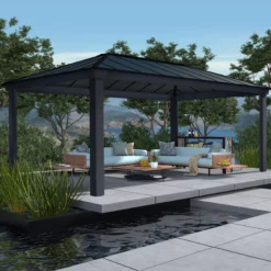 Palram - Canopia Dallas Grey Rectangular Gazebo, (W)6.12m (D)3.64m - Assembly Required