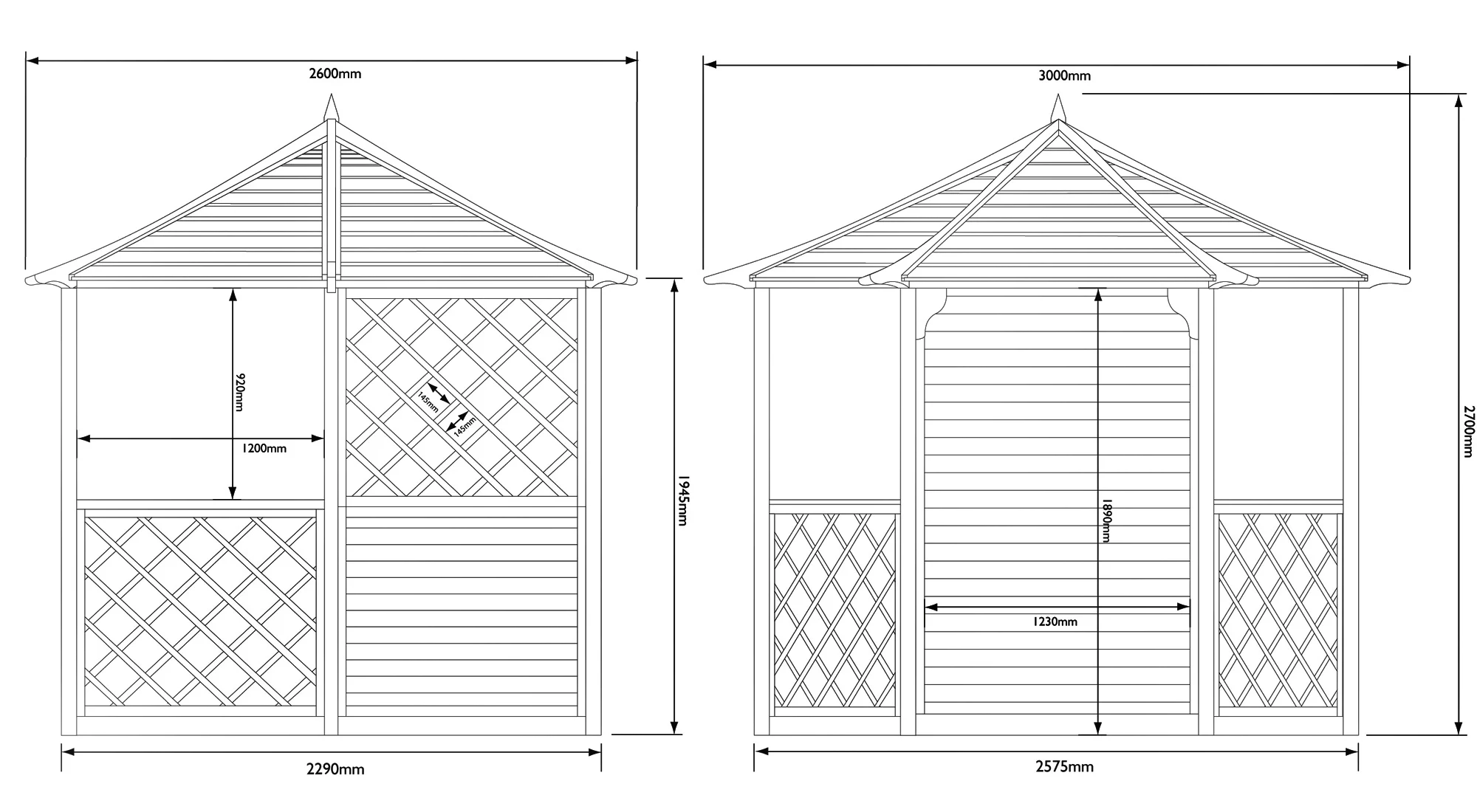 Rowlinson Gainsborough Natural Hexagonal Gazebo, (W)3m (D)2.6m - Assembly Required 2 Rowlinson Gainsborough Natural Hexagonal Gazebo, (W)3m (D)2.6m - Assembly Required - Image 2
