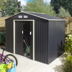 Rowlinson Trentvale 8x6 Apex Dark Grey Metal Shed 18 Rowlinson Trentvale 8x6 Apex Dark Grey Metal Shed -Outdoor Living Sales Store rowlinson trentvale 8x6 apex dark grey metal shed5013856206224 03i bq