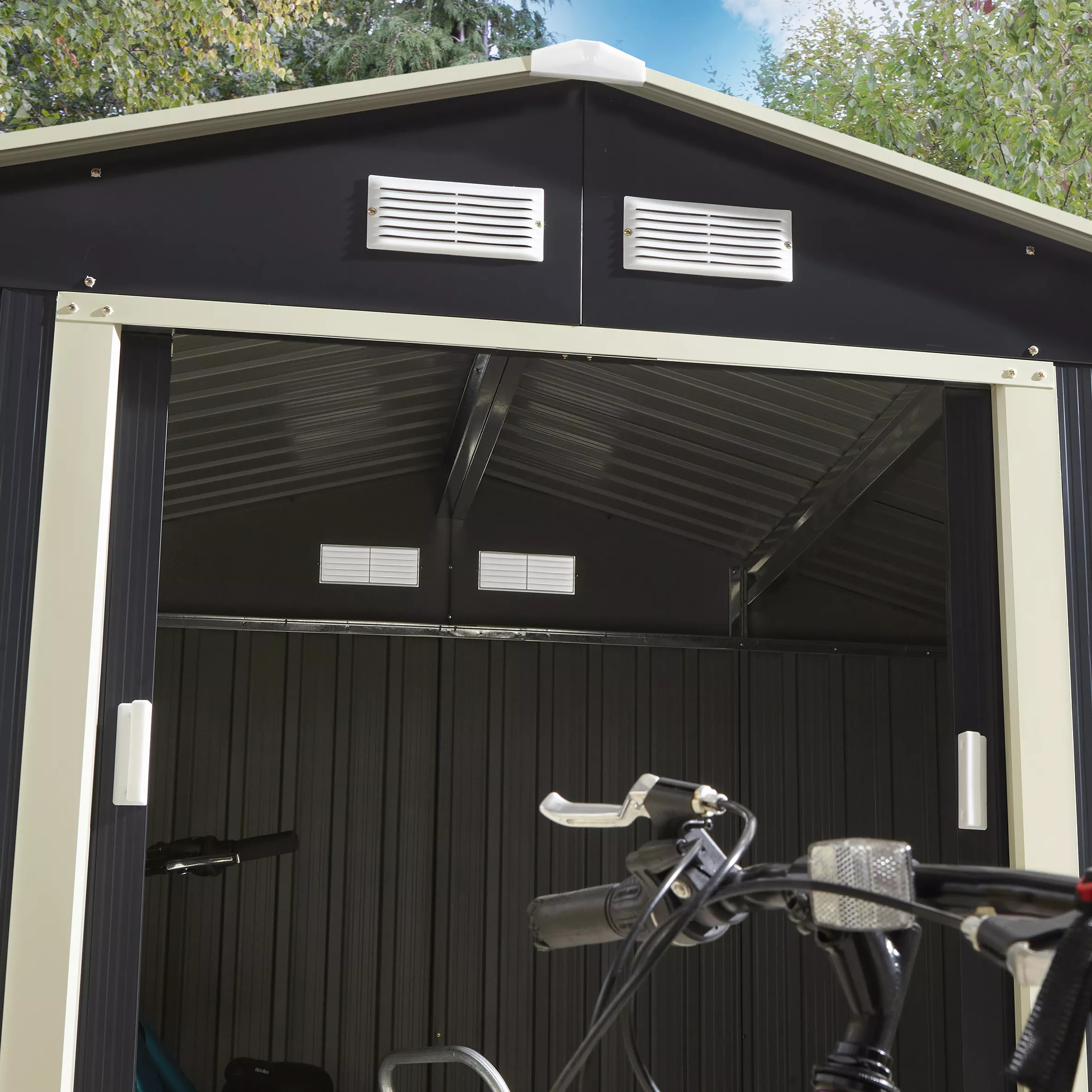 Rowlinson Trentvale 8x6 Apex Dark Grey Metal Shed 11 Rowlinson Trentvale 8x6 Apex Dark Grey Metal Shed - Image 11