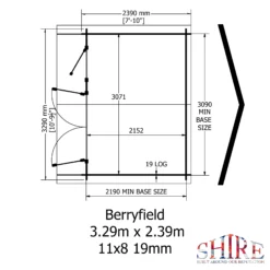 Shire Berryfield 11x8 Eco Glass Apex Tongue & Groove Wooden Cabin - Base Not Included -Outdoor Living Sales Store shire berryfield 11x8 eco glass apex tongue groove wooden cabin base not included5019804112289 02t bq