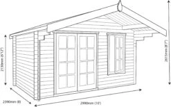Shire Cannock 12x8 Glass Apex Tongue & Groove Wooden Cabin - Base Not Included -Outdoor Living Sales Store shire cannock 12x8 glass apex tongue groove wooden cabin base not included5019804311293 03t