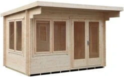 Shire Danbury 12x8 Glass Pent Tongue & Groove Wooden Cabin - Base Not Included