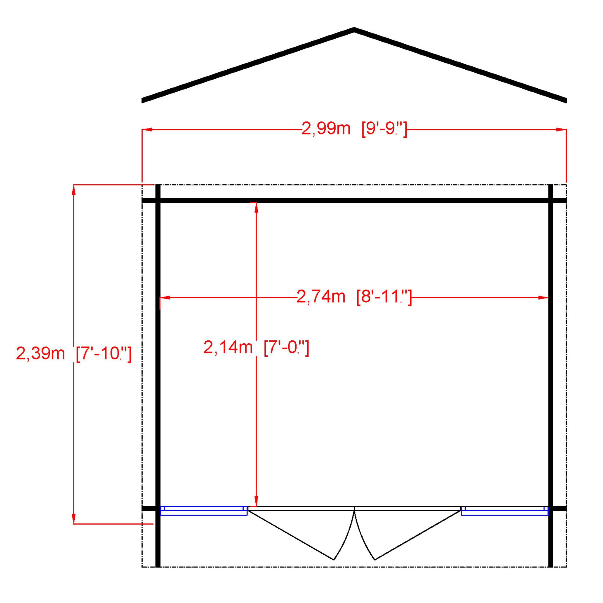 Shire Epping 10x8 Toughened Glass Apex Tongue & Groove Wooden Cabin - Assembly Service Included 4 Shire Epping 10x8 Toughened Glass Apex Tongue & Groove Wooden Cabin - Assembly Service Included - Image 4