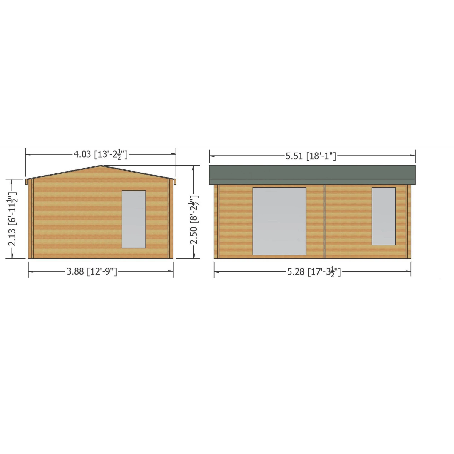 Shire Firestone 13x17 Ft Toughened Glass Apex Tongue & Groove Wooden Cabin With Tile Roof - Assembly Service Included 2 Shire Firestone 13x17 Ft Toughened Glass Apex Tongue & Groove Wooden Cabin With Tile Roof - Assembly Service Included - Image 2