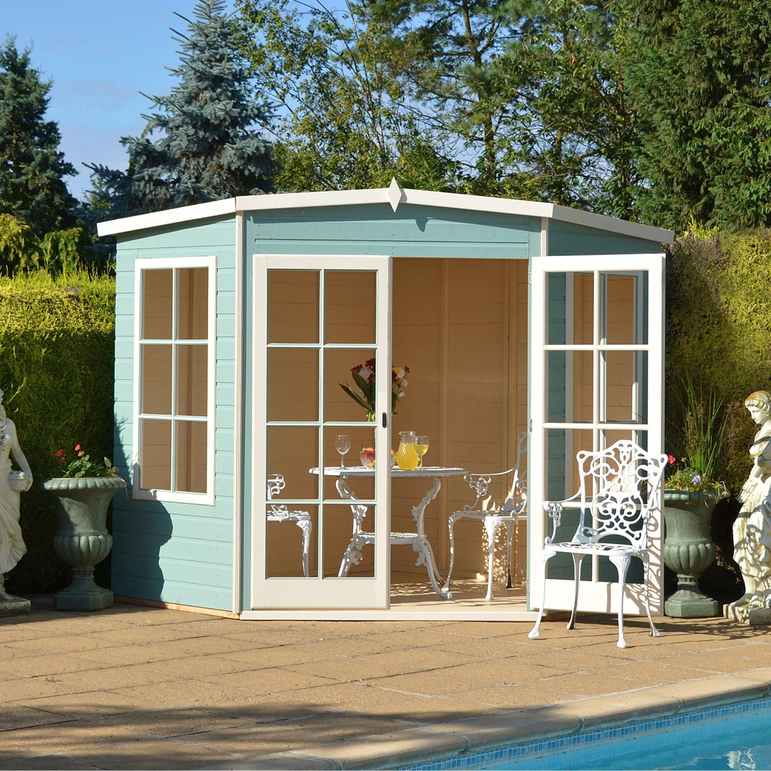 Shire Hampton 10x10 Glass Pent Shiplap Wooden Summer House - Base Not Included 9 Shire Hampton 10x10 Glass Pent Shiplap Wooden Summer House - Base Not Included - Image 9