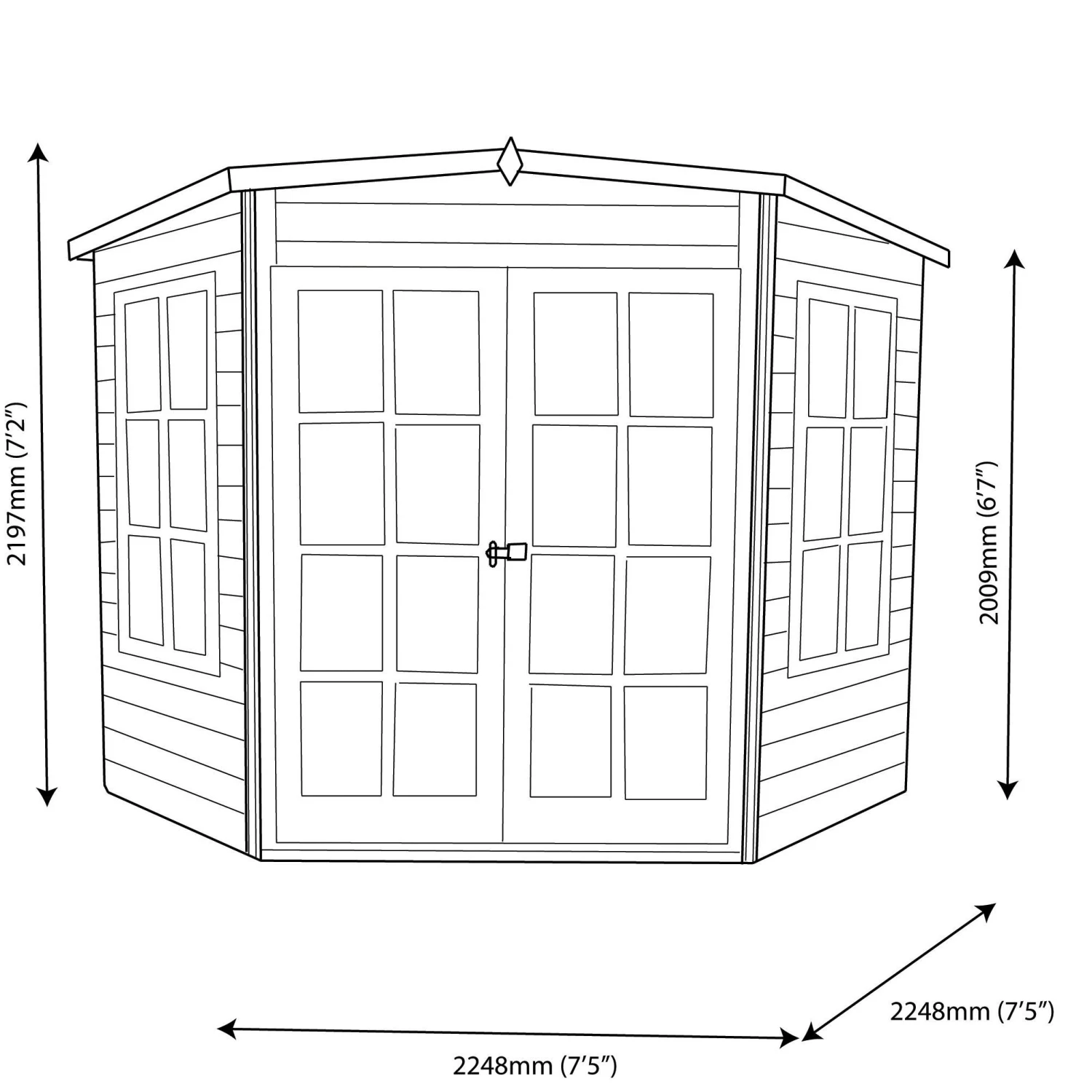 Shire Hampton 10x10 Toughened Glass Pent Shiplap Wooden Summer House - Base Not Included 6 Shire Hampton 10x10 Toughened Glass Pent Shiplap Wooden Summer House - Base Not Included - Image 6