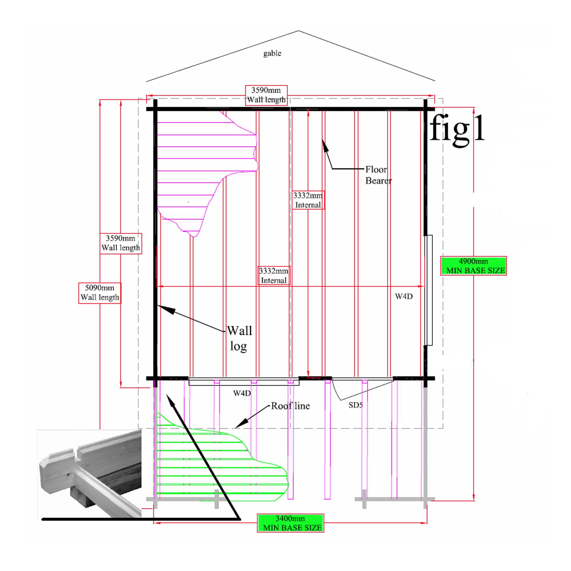 Shire Kinver 12x12 Toughened Glass Apex Tongue & Groove Wooden Cabin 4 Shire Kinver 12x12 Toughened Glass Apex Tongue & Groove Wooden Cabin - Image 4