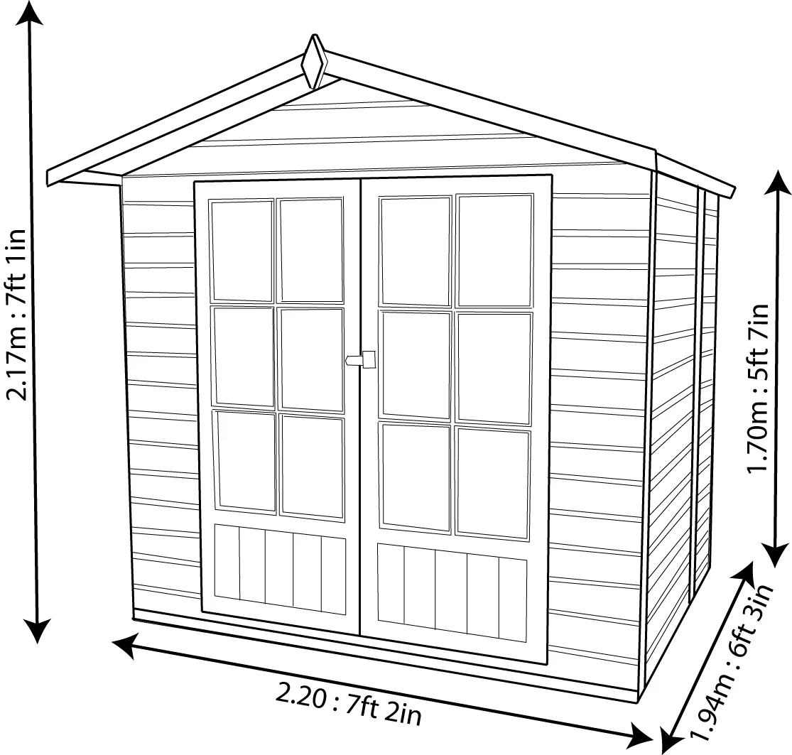 Shire Lumley 7x5 Glass Apex Shiplap Wooden Summer House - Base Included 8 Shire Lumley 7x5 Glass Apex Shiplap Wooden Summer House - Base Included - Image 8