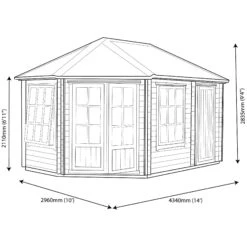 Shire Rowney 10x14 Ft Toughened Glass Apex Tongue & Groove Wooden Cabin With Felt Tile Roof -Outdoor Living Sales Store shire rowney 10x14 ft toughened glass apex tongue groove wooden cabin with felt tile roof5019804111268 02t