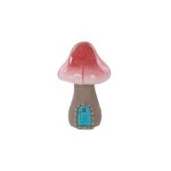 Terrastyle Grey, Pink, Blue Resin Mushroom House Garden Ornament (H)21.5cm