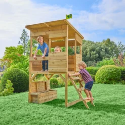 TP Toys 8x7 Tree Top Timber Tower Slide Playhouse Assembly Required -Outdoor Living Sales Store tp toys 8x7 tree top timber tower slide playhouse assembly required5021854803543 01i bq