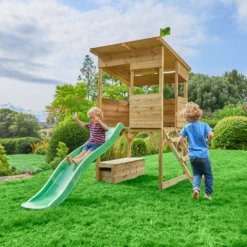TP Toys 8x7 Tree Top Timber Tower Slide Playhouse Assembly Required -Outdoor Living Sales Store tp toys 8x7 tree top timber tower slide playhouse assembly required5021854803543 04i bq