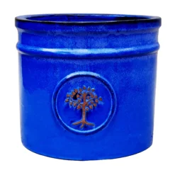 Verve Barcău Blue Ceramic Round Plant Pot (Dia)38cm